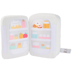 GUND Pusheen white refrigerator plush, pink striped design ideal for desk decor.
