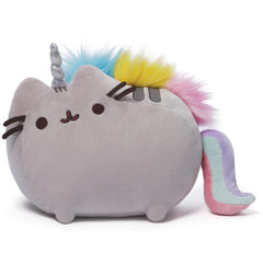 GUND Pusheenicorn rainbow mane plush, perfect for cozy cuddles and desk decor.