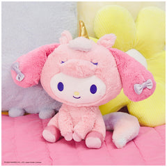 GUND Sanrio My Melody Unicorn Plush side profile highlights glitter horn and velvet hooves for tactile appeal.