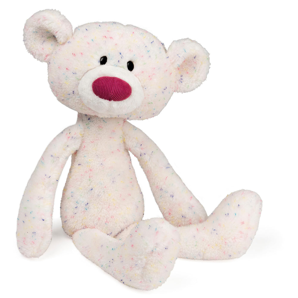 GUND Toothpick 15in teddy bear with rainbow confetti pattern for lively decor.