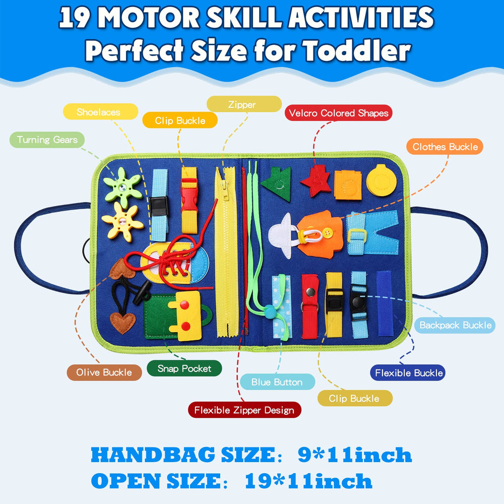 Guolely Busy Board alphabet sections promote letter recognition through hands-on learning