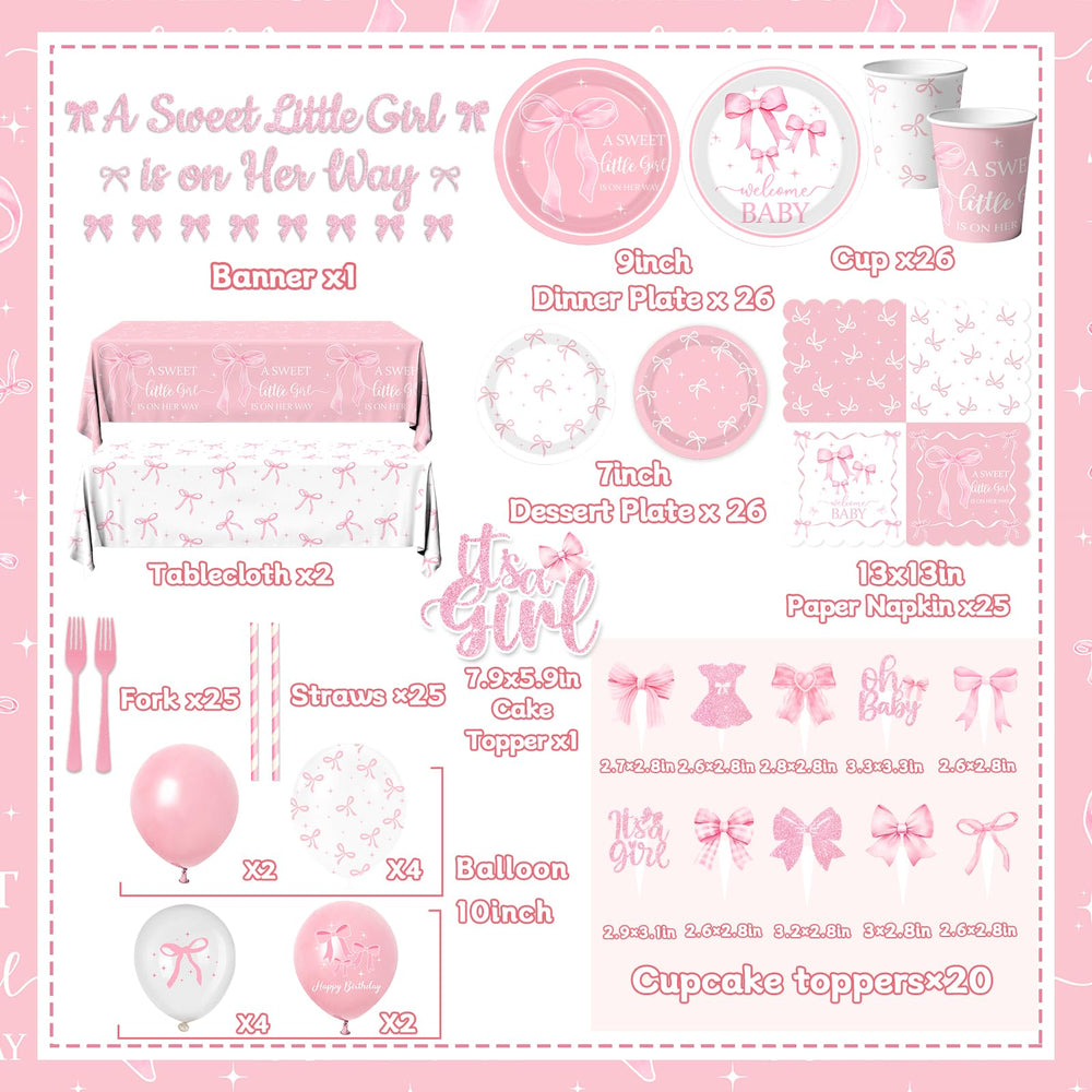 Gupesxu bow balloons and cake topper enhance party decor