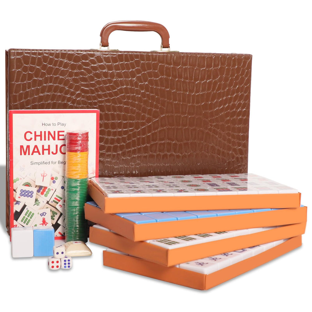 GUSTARIA Chinese Mahjong Set with blue-backed tiles for a stylish game night