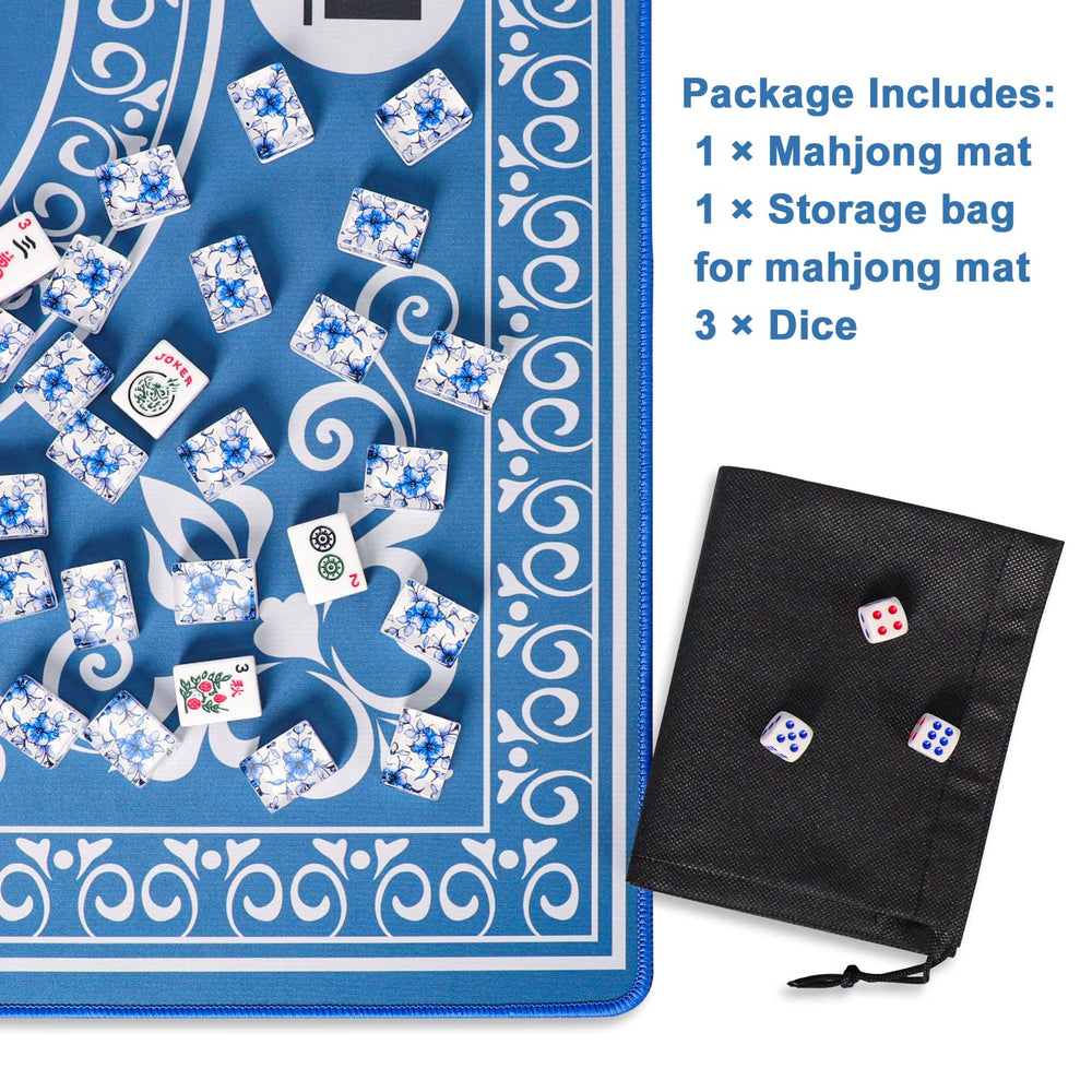 GUSTARIA Mahjong Mat on a coffee table ready for use.