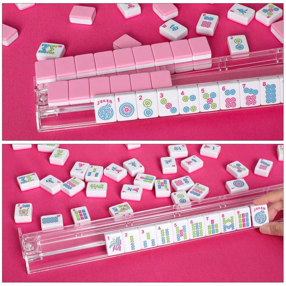 GUSTARIA scratch-resistant Mahjong tiles made of melamine in pink finish