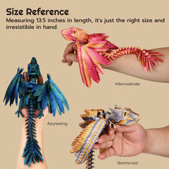 Guwewu Feathered Wyvern dragon in pose-3, versatile décor and fidget-friendly breaks.