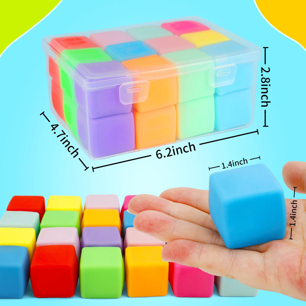 GWAHSA squishy cubes in plastic storage box for neat organization and easy access