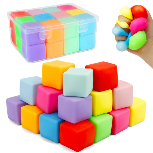 GWAHSA squishy fidget toys 24-pack stress cubes in bright colors for focus and sensory fun