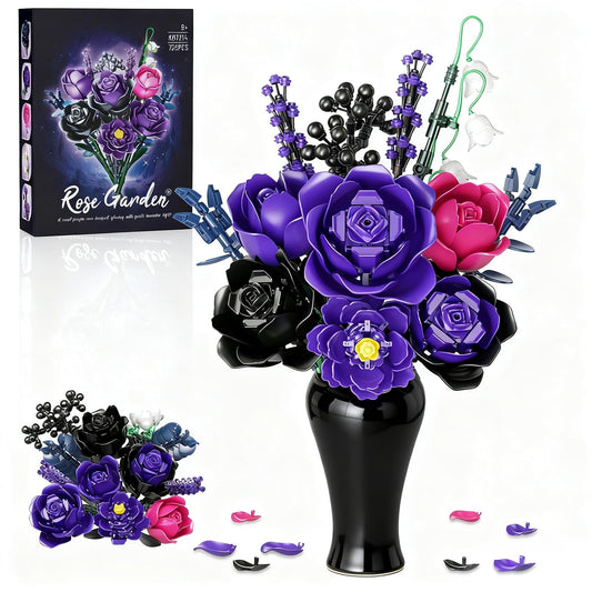 GXJTYYBS Ideas Purple Flowers Gothic Rose Bouquet assembly highlights dramatic color for eye-catching centerpieces