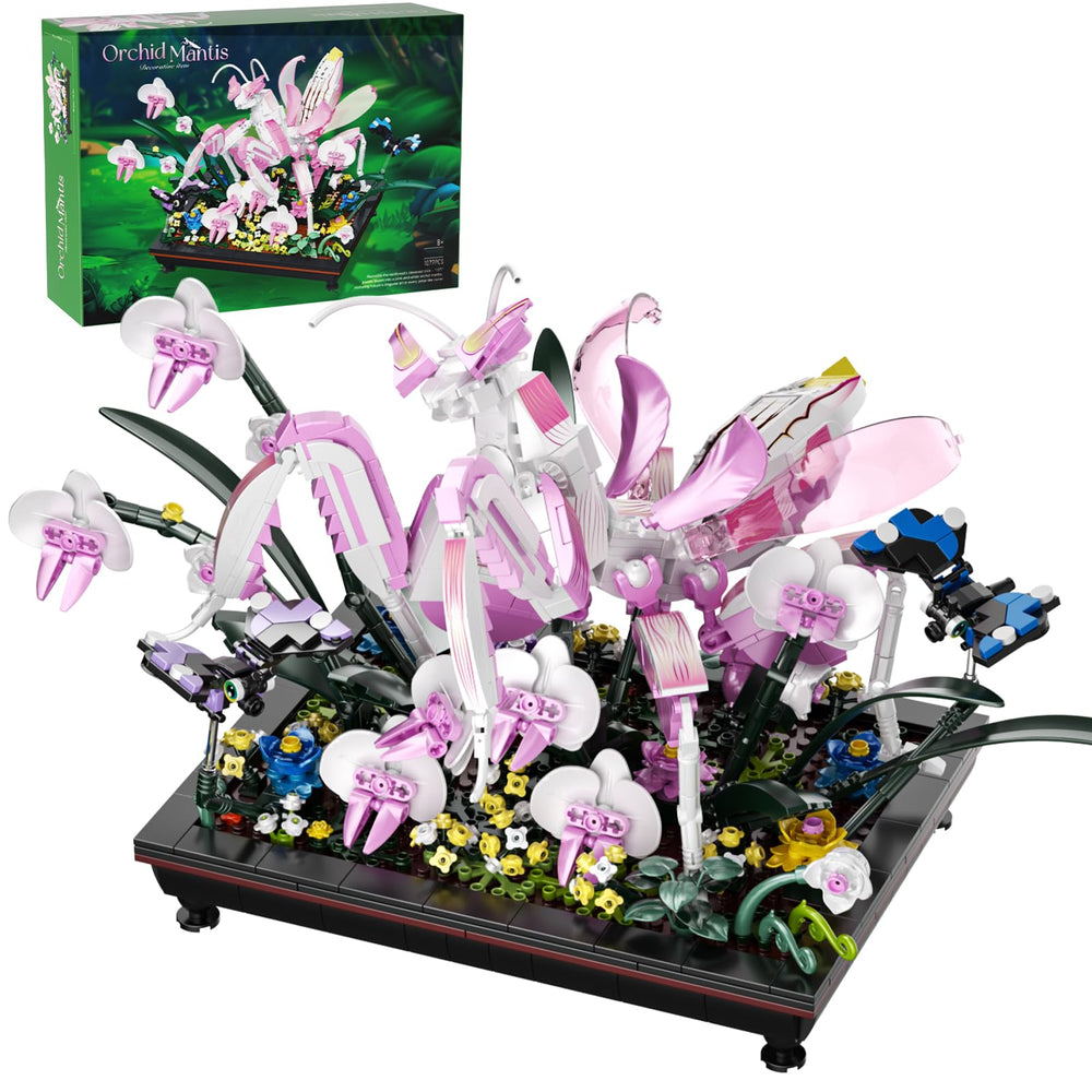 GXJTYYBS Orchid Praying Mantis Bonsai with lifelike petals for desk decor