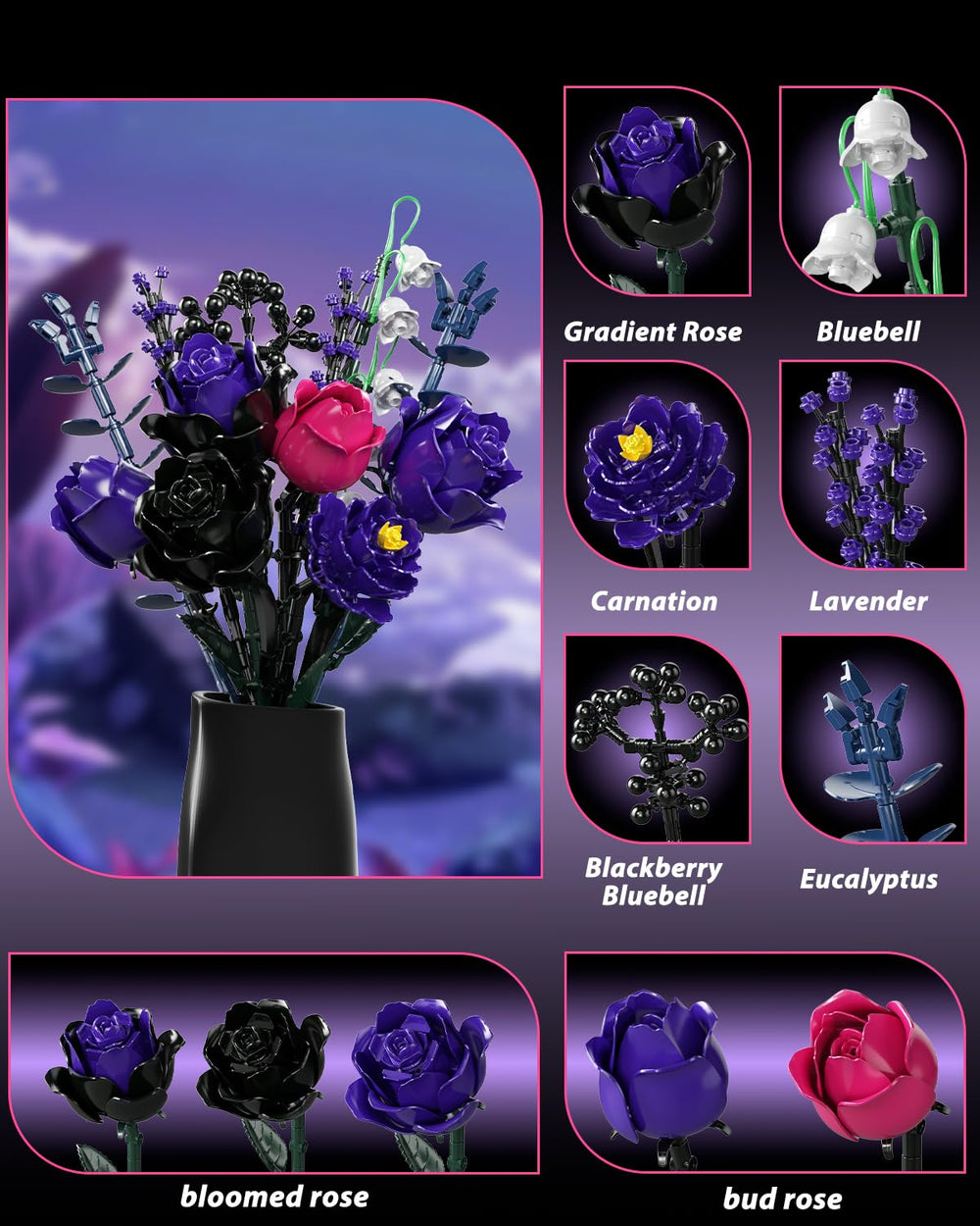 GXJTYYBS Roses detail shows bloom variety and texture for realistic display