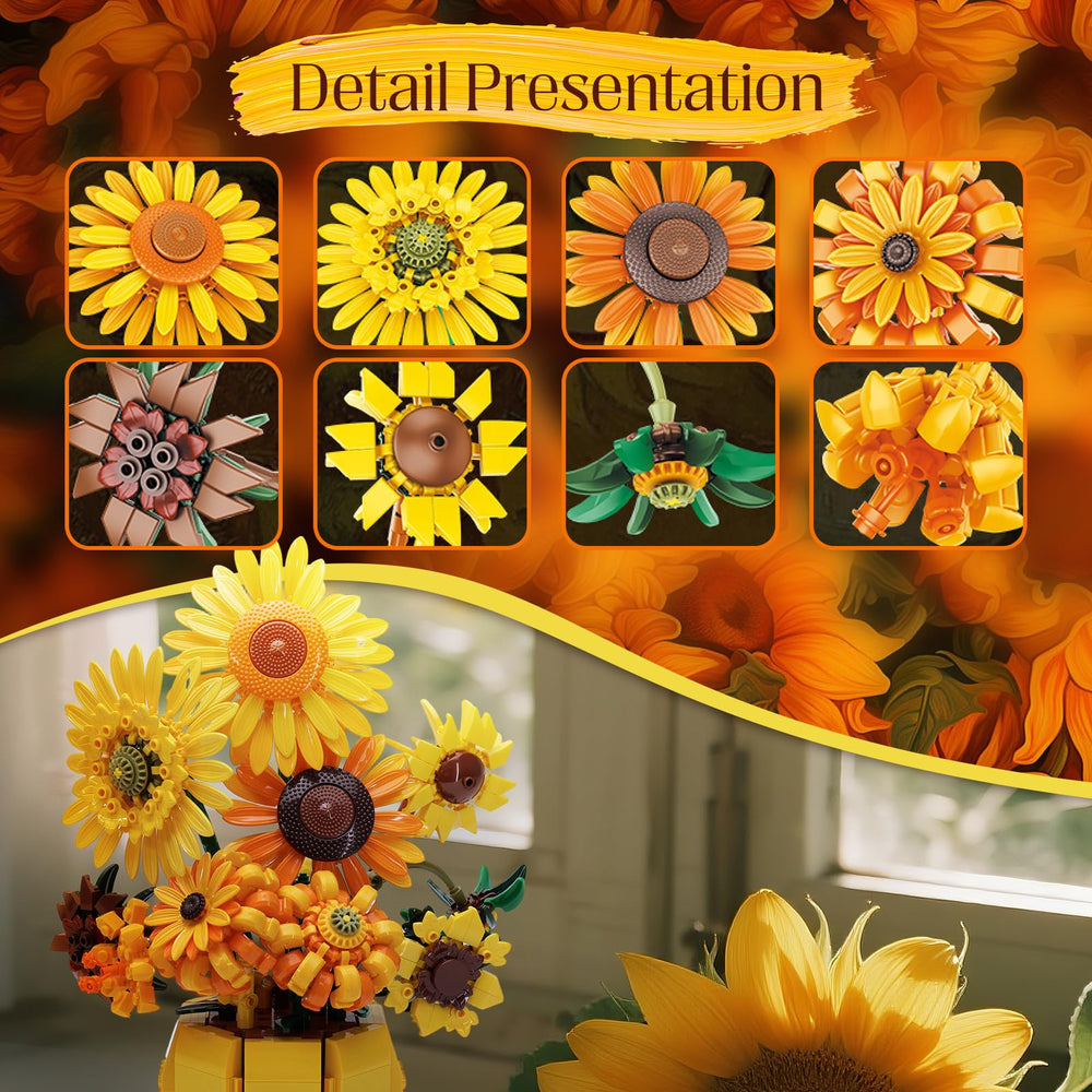 GXJTYYBS Sunflowers Building Bouquet sturdy, durable structure on display.