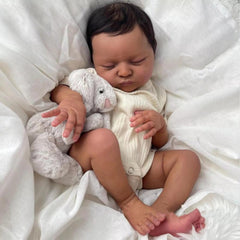 GYCV lifelike black reborn doll face close-up highlighting realistic features for imaginative play.