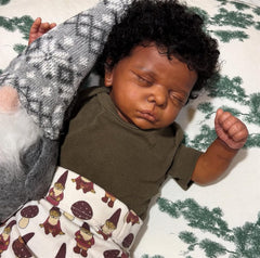 GYCV reborn black boy with soft body for comfortable play sessions.