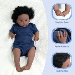 GYCV reborn baby doll weighted body with cloth torso for cuddling.