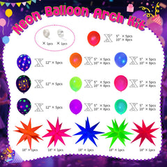 GYIPFIPA 10-inch neon balloons glow with UV light for festive photos.