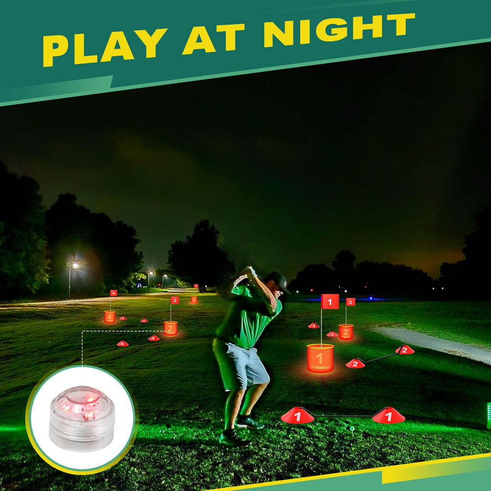 GYMMALL Golf Yard Bucket Game top covers showing modular course customization.