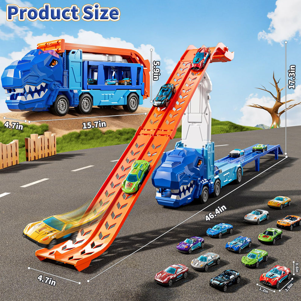 GYYCKTD dinosaur chasing race track adds imaginative play scenarios.