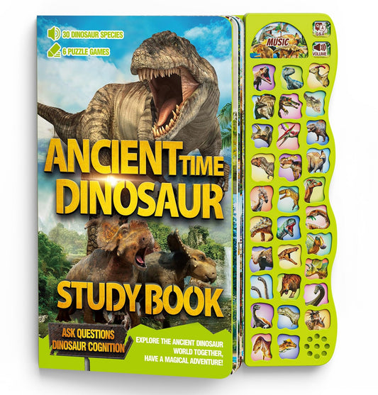 Gzsbaby Dinosaur Book with Sounds cover showing 30 species for interactive learning