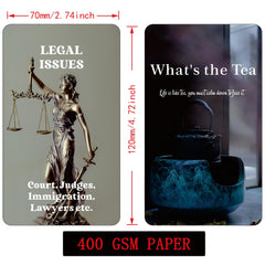 GZXINKE What's The Tea? relationship oracle closeup with energy prompts.