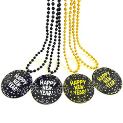 GZYSSL Happy New Year beads necklace set with black and gold medallions for festive photos
