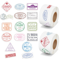 H1vojoxo Passport Stamps Roll Collection highlights vintage travel vibes for scrapbooks.