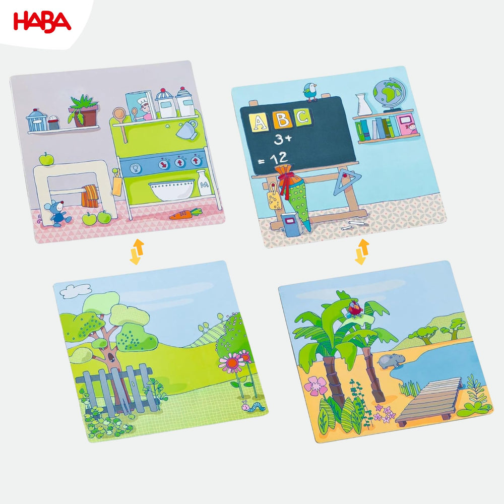 HABA 8-inch by 8-inch metal storage box keeps pieces organized