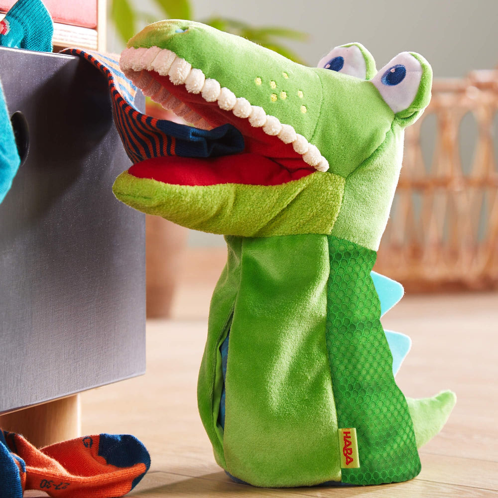 HABA Croco puppet makes a fun gift to inspire kids' imagination and role play.