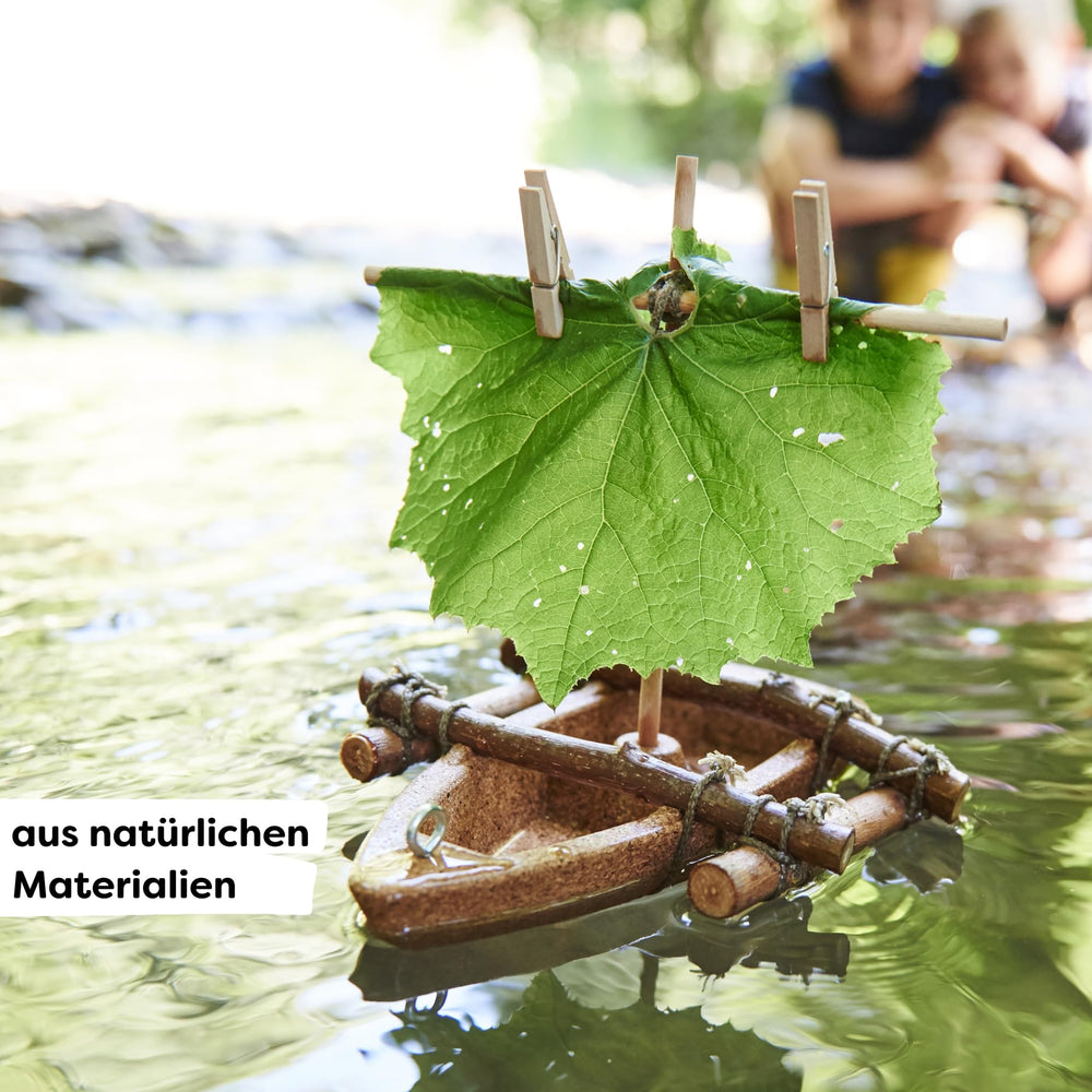 HABA cork hull close-up highlighting buoyant, durable water play design.