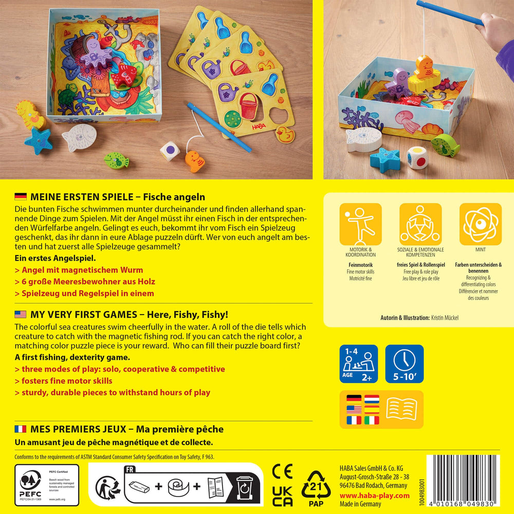 HABA Here Fishy Fishy sustainable wood materials reflect eco-friendly toy design.