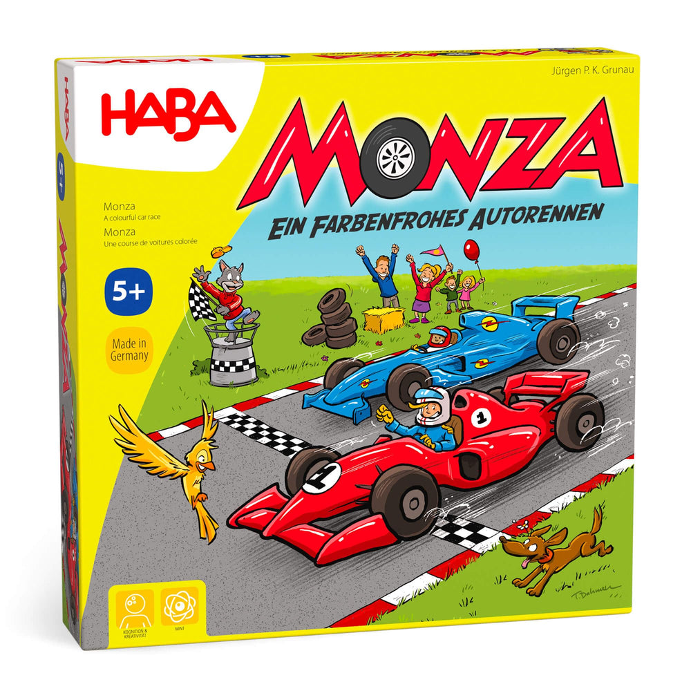 HABA Monza car racing set with wooden cars for fast family play