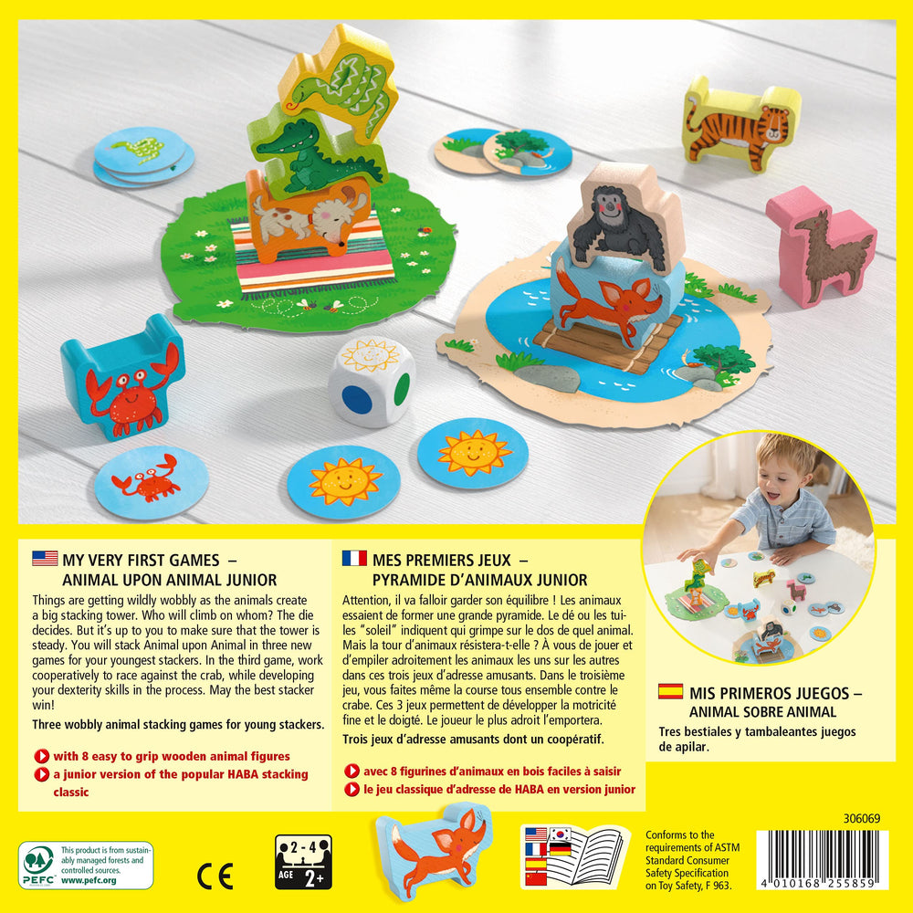 HABA My Very First Games Animal Upon Animal Junior illustrated tiles inspire storytelling and role play.