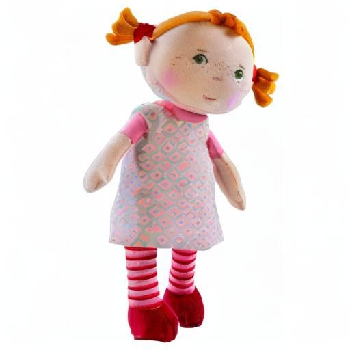 HABA Roya machine-washable-doll allows easy cleanup after spills.