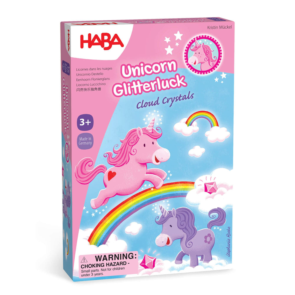 HABA Unicorn Glitterluck cloud crystals gameboard for lively family play
