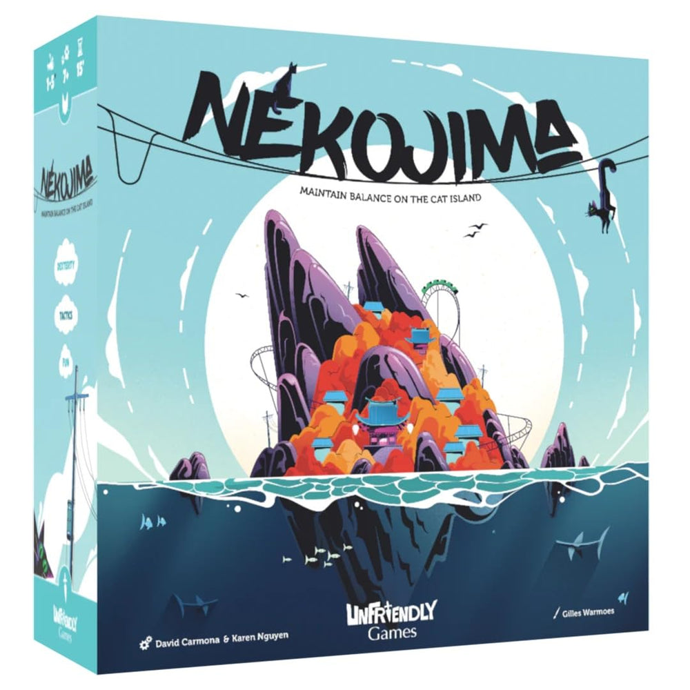 Hachette Nekojima stack-tower setup invites family competition and focus.