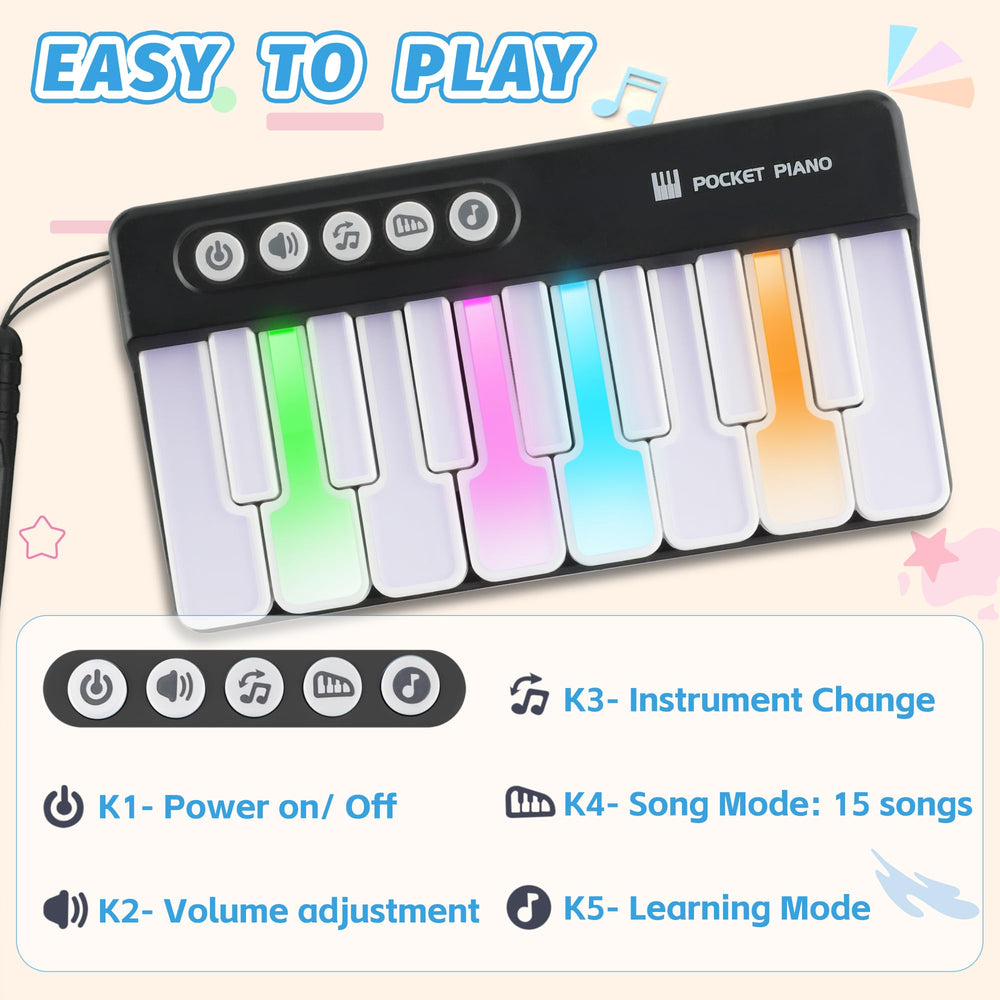 HACOCOLA mini keyboard piano toy with three instrument sounds for variety
