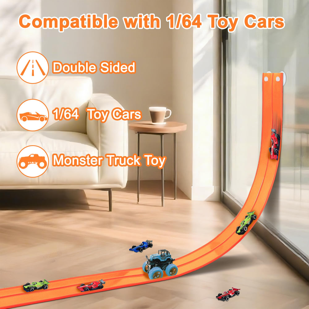 HACOCOLA track set with 6 cars demonstrates compact setup and easy portability.