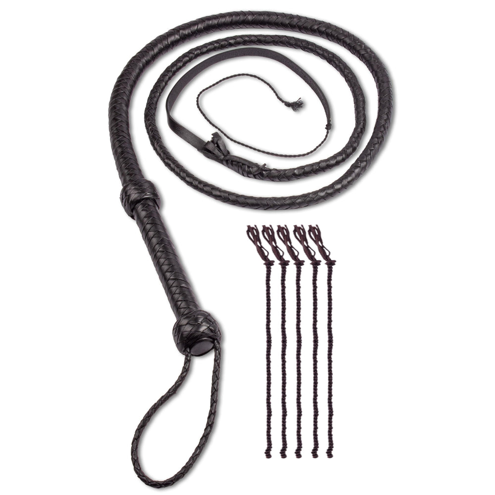 HADZAM 4ft black braided leather whip for precise artistic routines