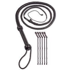 HADZAM 4ft black braided leather whip for precise artistic routines