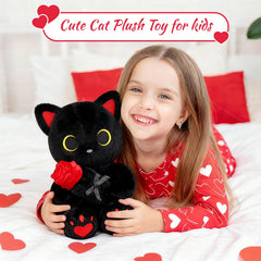 Hagusahuo black cat plush machine washable for easy care and longevity.