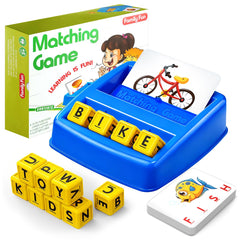HahaGift letter match game setup with colorful cards for early literacy exploration.