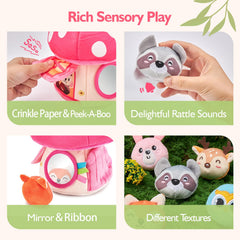 HAHaland animal rattle and textures add engaging sounds for baby exploration.