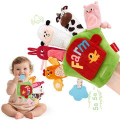 Hahaland baby sensory farm puppets front view for engaging play