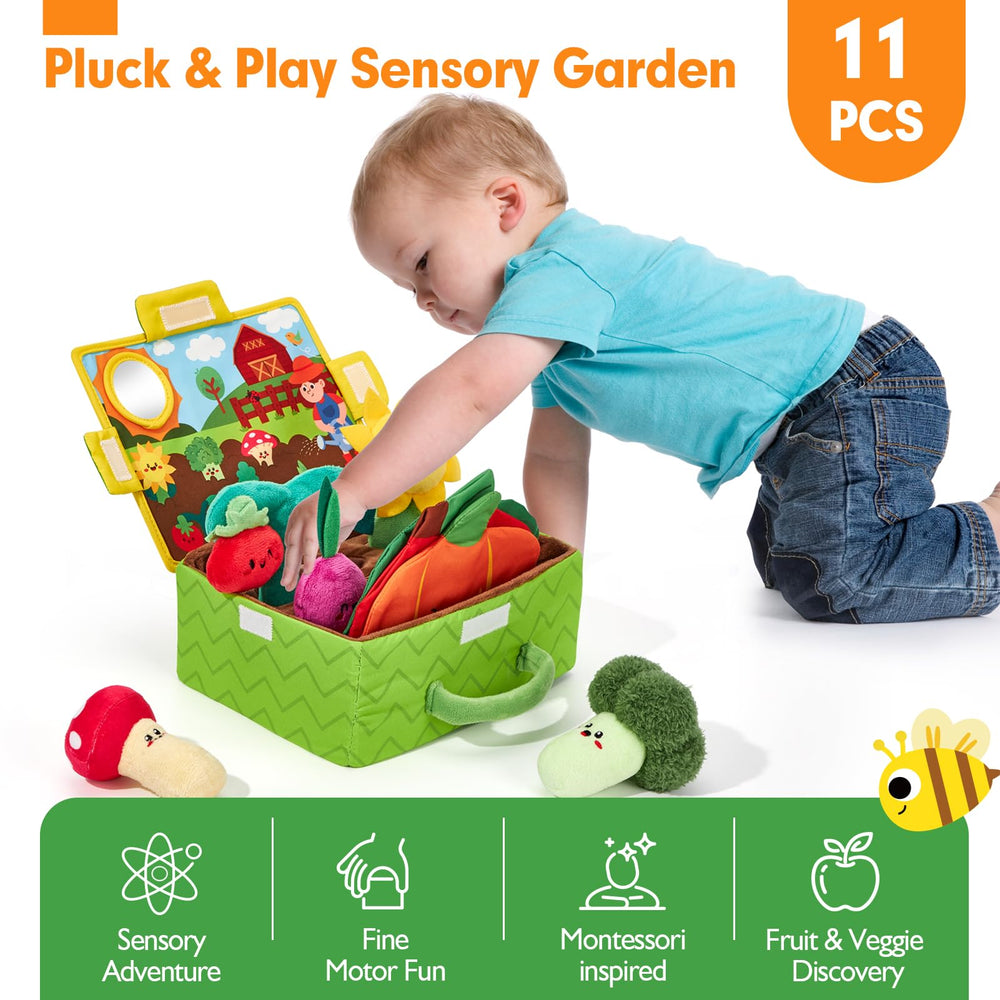 Hahaland Sensory Garden flower plush promotes exploration and facial recognition.