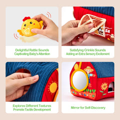 Hahaland crinkle textures provide satisfying sounds for interactive baby play.