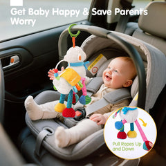 Hahaland baby mirror on the toy supports visual tracking and interaction.