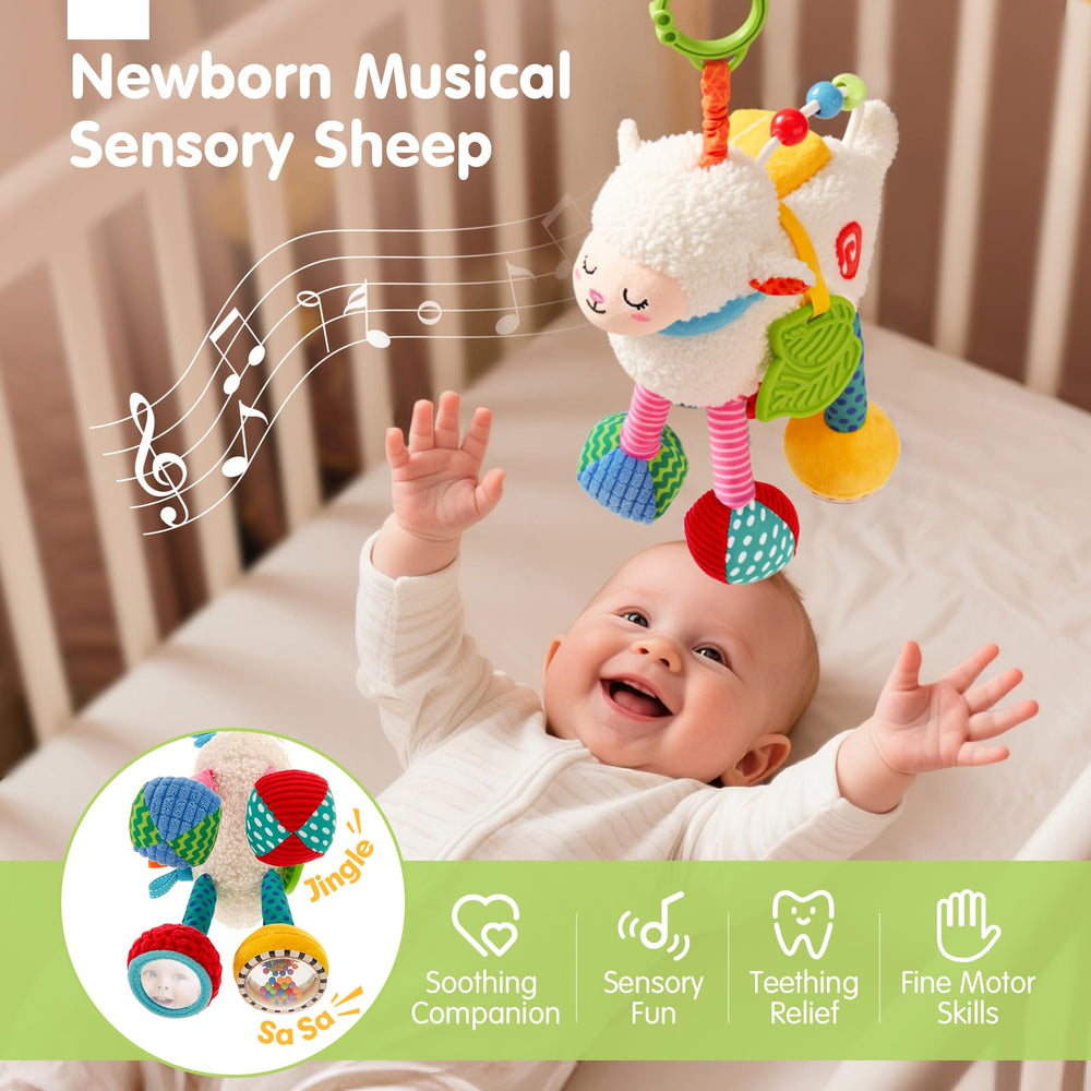 Hahaland sensory sheep crinkly ears invite tactile exploration during playtime.