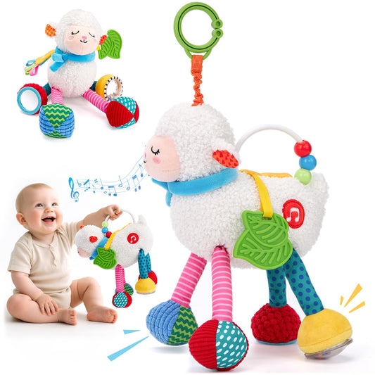 Hahaland sensory sheep pull string toy enhances grip and cause-and-effect exploration.