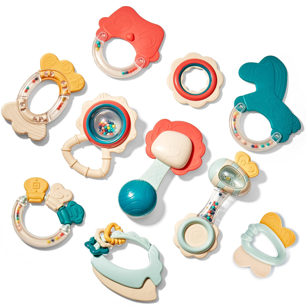Hahaland baby rattle in animal shape supports grasping and sensory exploration