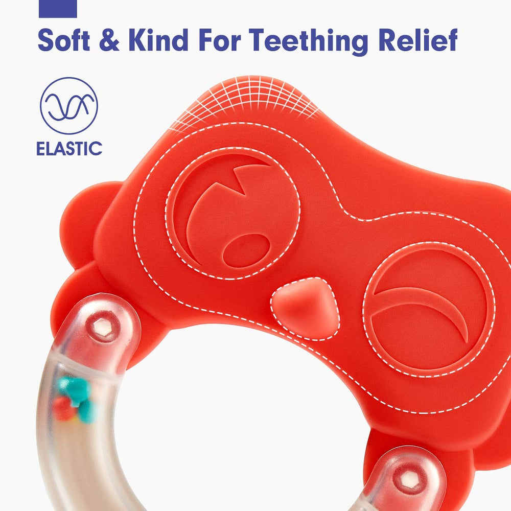 Hahaland rattle features bright colors to engage little eyes